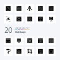 20 Web Design Solid Glyph icon Pack like area graph designer grid design