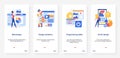 Web design solutions, programming technology UX, UI onboarding mobile app page screen set Royalty Free Stock Photo