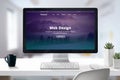 Web design studio presentation on computer display close-up Royalty Free Stock Photo