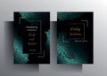 Design template wedding invitation card set. Hand drawn textured turquoise Royalty Free Stock Photo