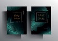 Design template wedding invitation card set. Hand drawn textured turquoise Royalty Free Stock Photo