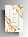 Design template wedding invitation. Golden hand drawn floral. vector Royalty Free Stock Photo