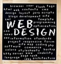 Web Design Word Cloud on Chalkboard Royalty Free Stock Photo