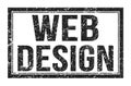 WEB DESIGN, words on black rectangle stamp sign