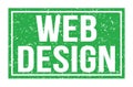 WEB DESIGN, words on green rectangle stamp sign