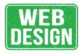 WEB DESIGN, words on green rectangle stamp sign