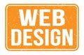 WEB DESIGN, words on orange rectangle stamp sign