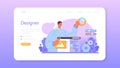 Web designer web banner or landing page. Interface and content