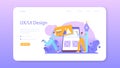 Web designer web banner or landing page. Interface and content