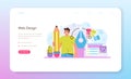 Web designer web banner or landing page. Interface and content