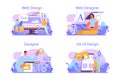 Web designer concept set. Interface and content design and development. Royalty Free Stock Photo
