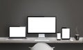 Web designer studio with different devices
