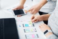 Web designers creating mobile user interface Royalty Free Stock Photo