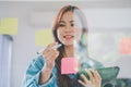Web designers creating planning and analyzing with Colorful sticky notes on the office board.web design concept Royalty Free Stock Photo