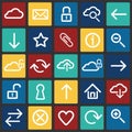 Web developer basic set on color squares black background Royalty Free Stock Photo