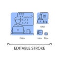 Web developer blue linear icons set