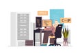 web developer creating program code on computer monitor development of software and programming Royalty Free Stock Photo