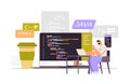 web developer creating program code on laptop screen development of software and programming concept Royalty Free Stock Photo