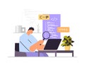 web developer creating program code on laptop screen development of software and programming concept Royalty Free Stock Photo