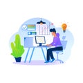 Web developer designing web layout, Designer working on web project work in computer, Boy working on computer, Man working in pc, Royalty Free Stock Photo