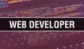 Web developer with Digital java code text. web developer and Computer software coding vector concept. Programming coding script Royalty Free Stock Photo