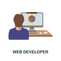 Web Developer flat icon. Color simple element from freelance collection. Creative Web Developer icon for web design