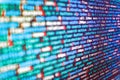 Web developer HTML code with CSS on screen. Application web source code on monitor. Program development concept. IT coding on Royalty Free Stock Photo