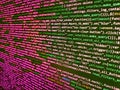 Web developer HTML code with CSS on screen. Web developer programmer monitor screen display. Abstract modern virtual computer Royalty Free Stock Photo