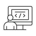 Web developer, icon in line design. Web developer, coding, programming, software development, front-end, back-end, web design on Royalty Free Stock Photo