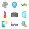 Web developer icons set, cartoon style Royalty Free Stock Photo