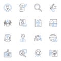 Web developer line icons collection. HTML, CSS, JavaScript, Bootstrap, jQuery, PHP, MySQL vector and linear illustration