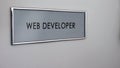 Web developer office door, computer software, programming specialist services