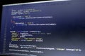 Web developer PHP code close up. Charging customer using Stripe API. Online payments processing Royalty Free Stock Photo