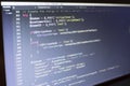 Web developer PHP code close up. Charging customer using Stripe API. Online payments processing Royalty Free Stock Photo