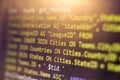 Web developer PHP code close up. Macro shot of complicated SQL query to database Royalty Free Stock Photo