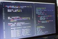 Web developer PHP and CSS3/LESS/SASS code close up. Database connecting code Royalty Free Stock Photo