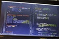 Web developer PHP and CSS3/LESS/SASS code close up. Database connecting code Royalty Free Stock Photo