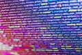 Web developer programmer monitor screen display. Abstract computer script about big data and blockchain database. Digital Royalty Free Stock Photo