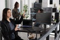 Web developer working with hologram and coding language Royalty Free Stock Photo