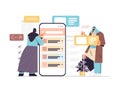 web developers couple creating program code on smartphone screen development of software programming Royalty Free Stock Photo
