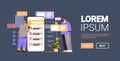 web developers couple creating program code on smartphone screen development of software and programming Royalty Free Stock Photo