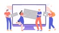 Web developers and designers build a website.