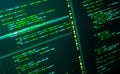 Web developing of the site using php language. Code on dark green background, macro Royalty Free Stock Photo