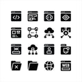 Web Development, Cloud Computing and Network Solid Icon Set Royalty Free Stock Photo