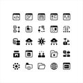 Web Development, Cloud Computing and Data Management Solid Icon Set Royalty Free Stock Photo