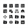 Web Development and Cloud Technology Solid Icon Set Royalty Free Stock Photo
