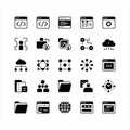 Web Development, Cloud Workflow and User Interface Solid Icon Set Royalty Free Stock Photo
