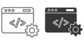 Web development coding browser window with gear icon for software engineering and programming Royalty Free Stock Photo