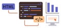 Web Development and Coding Concept with HTML, Programming Code, and Data Analytics Elements Royalty Free Stock Photo