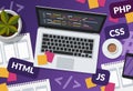 Web development and coding concept